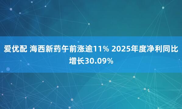 爱优配 海西新药午前涨逾11% 2025年度净利同比增长30.09%