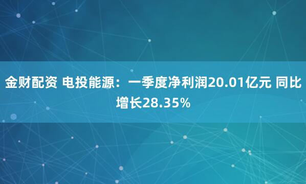 金财配资 电投能源：一季度净利润20.01亿元 同比增长28.35%